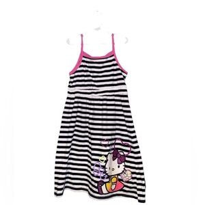 Hello Kitty Girls Striped Black & White Dress Large 10/12 Sleeveless Sanrio Cute